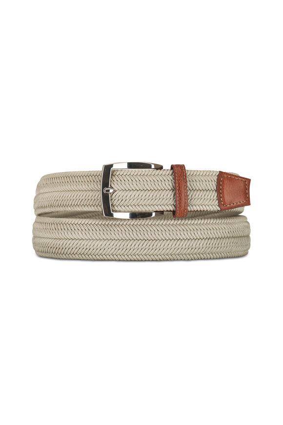 Torino Khaki Woven Herringbone Stretch Belt 