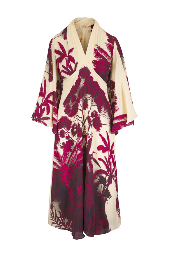 Johanna Ortiz Maiden Voyage Ecru & Red Midi Dress