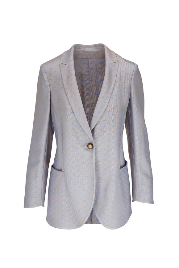 Giorgio Armani - Blue & Silver Bi Color Relaxed Fit Jacket