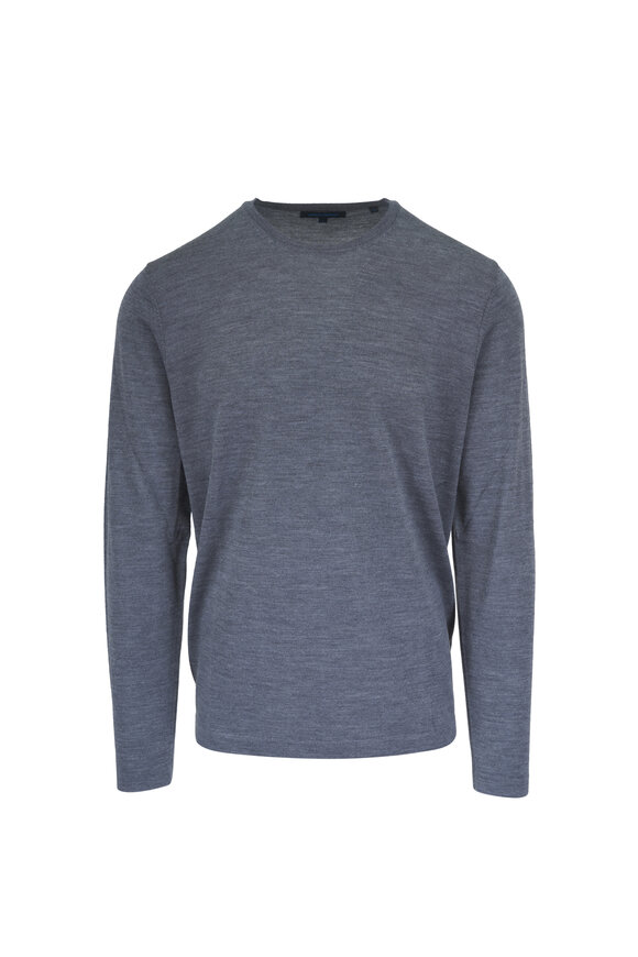 Patrick Assaraf Castlerock Gray Wool Crewneck Sweater - view 1