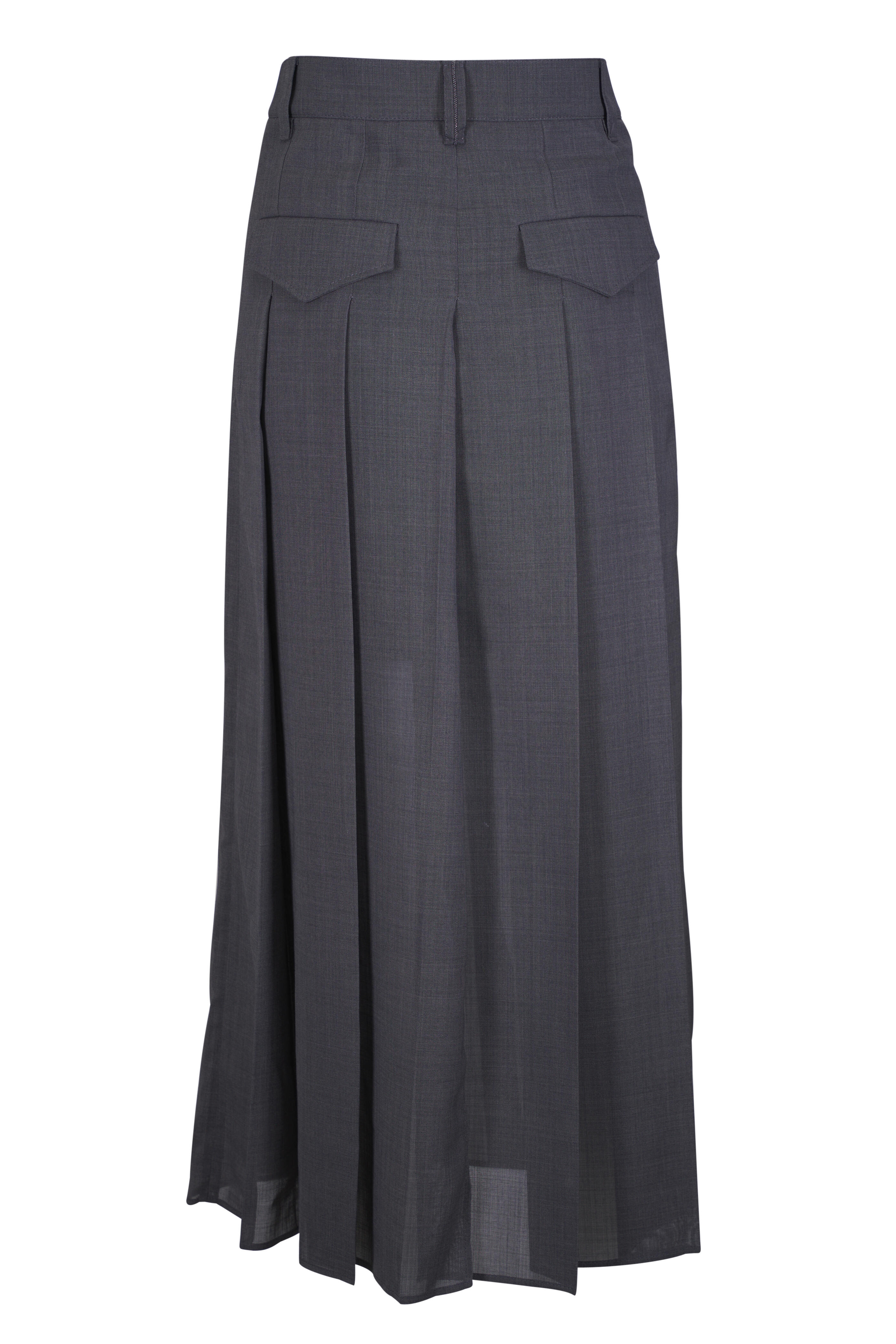 BRUNELLO CUCINELLI プリーツスカート 36 Brunello Cucinelli - Gray Pleated Zip Front Skirt