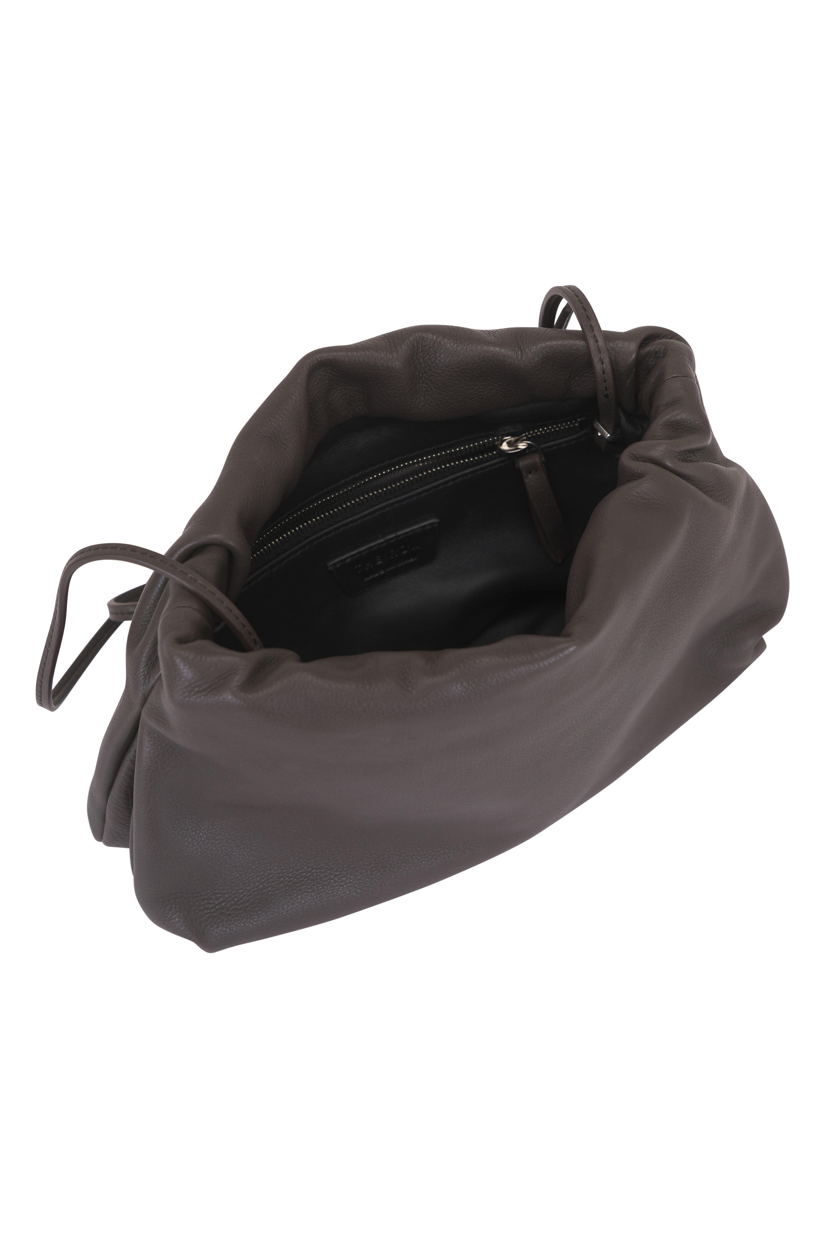 The Row - Bourse Taupe Leather Clutch