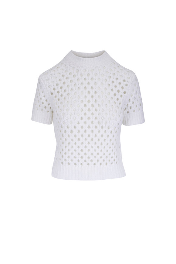 Vince Off White Honeycomb Knit Boxy T-Shirt