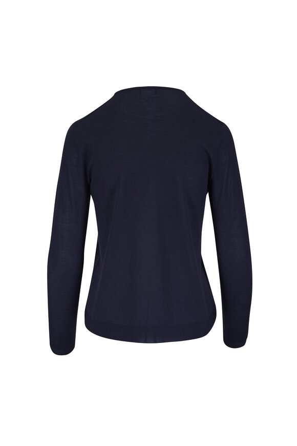 Akris Navy Blue Cashmere & Silk Knit Sweater - view 2