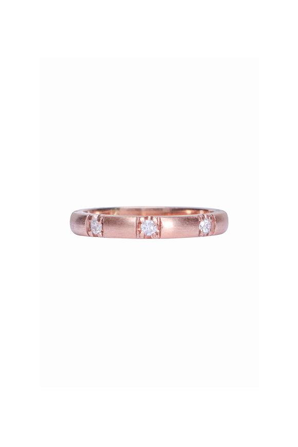 .925Suneera Rose Gold Diamond Scattered Eternity Band Ring