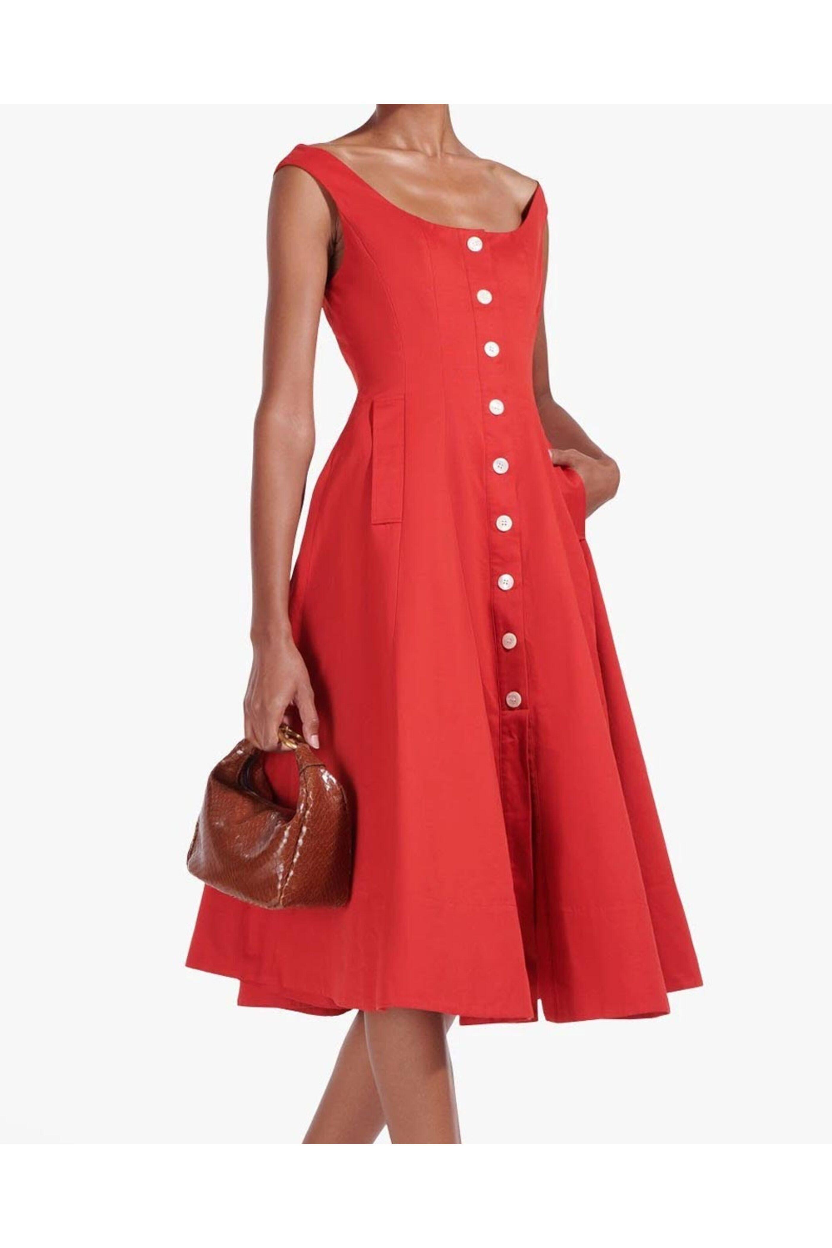 Staud - Tomato Loretta Midi Dress