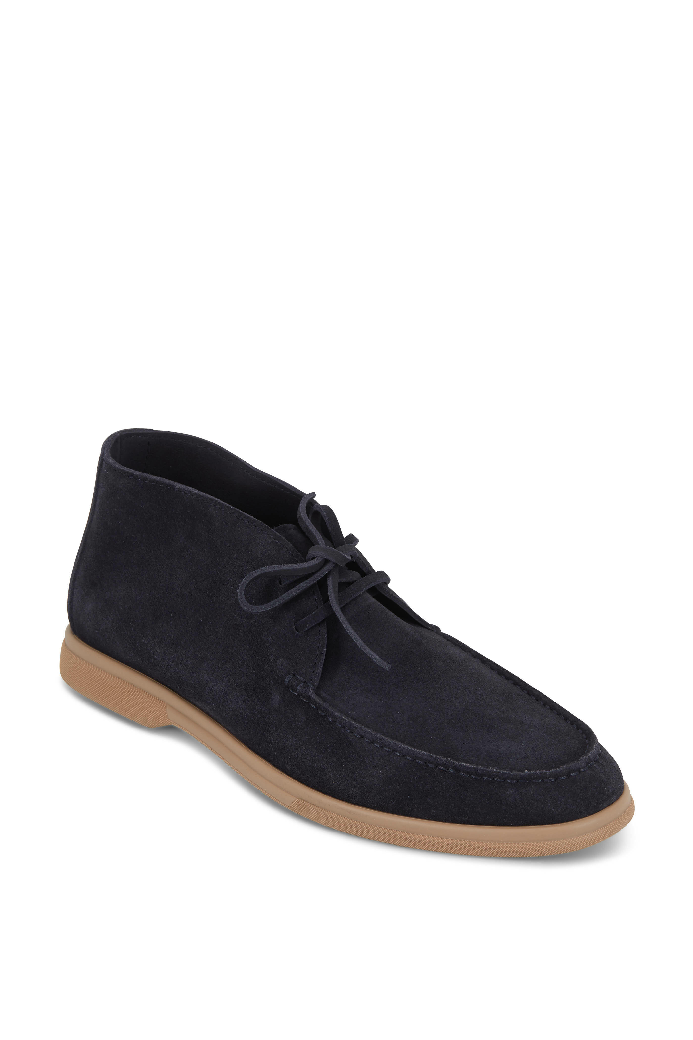 Brunello Cucinelli - Dark Blue Suede Soft Boot | Mitchell Stores display picture 3