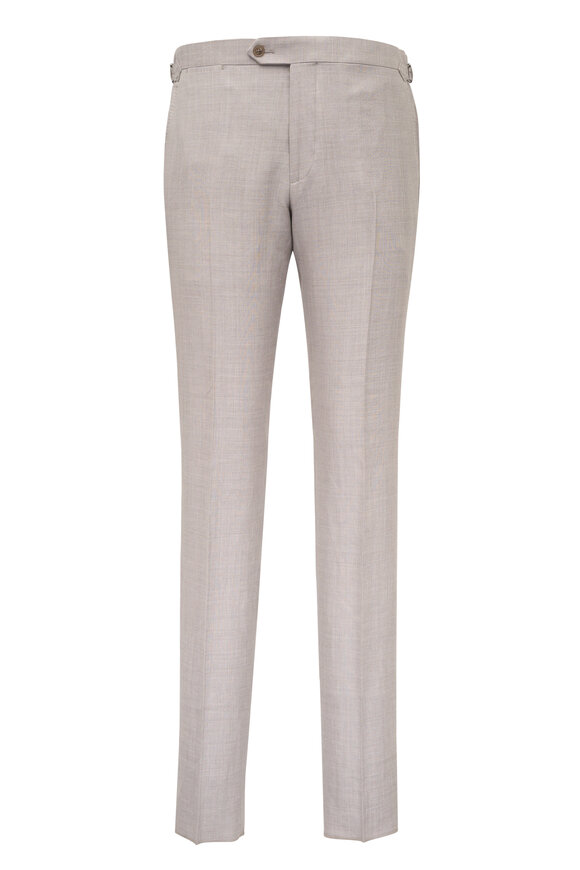 Atelier Munro Tan Side Tab Linen, Wool & Silk Pant