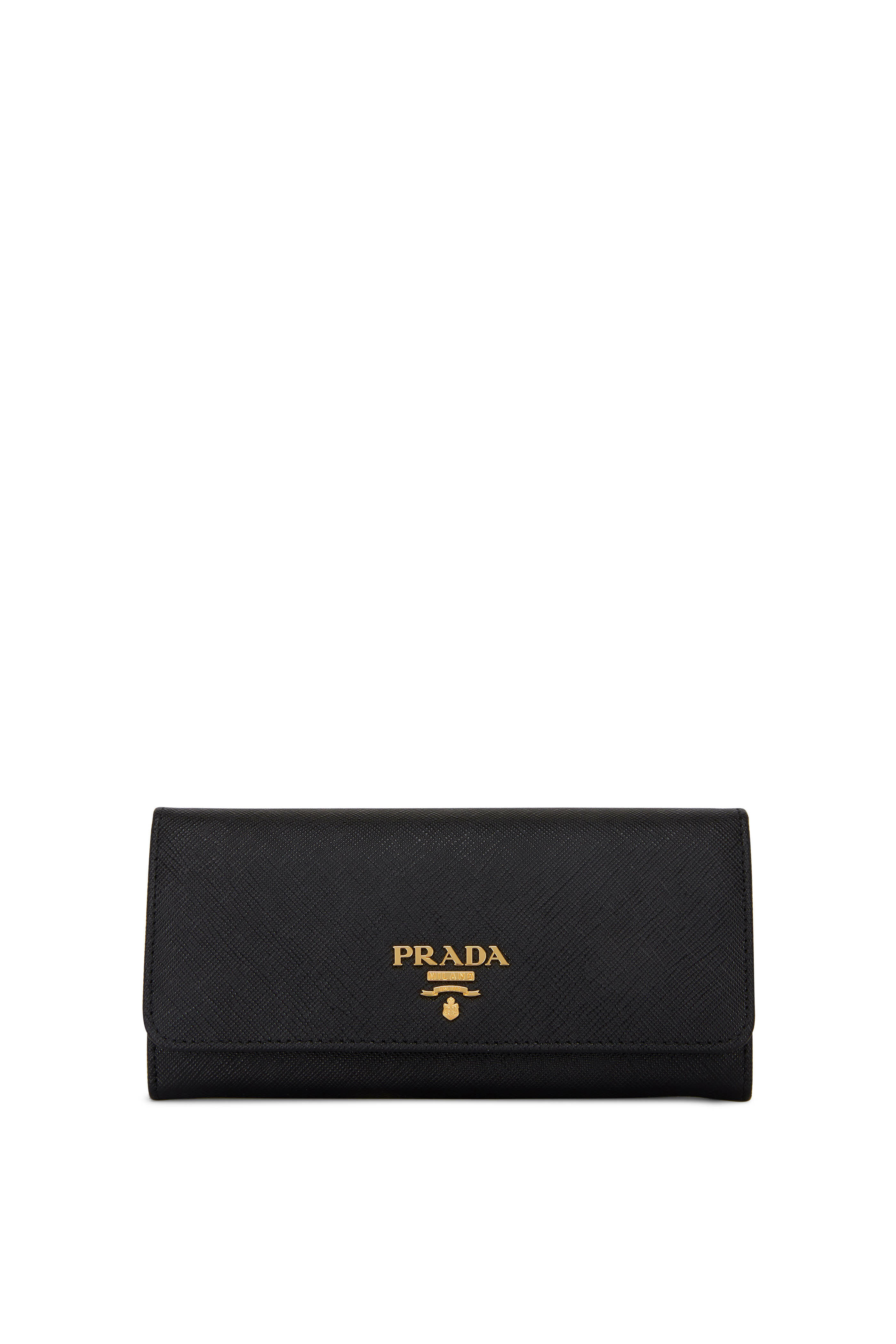 Prada - Black Saffiano Leather Large Flap Wallet