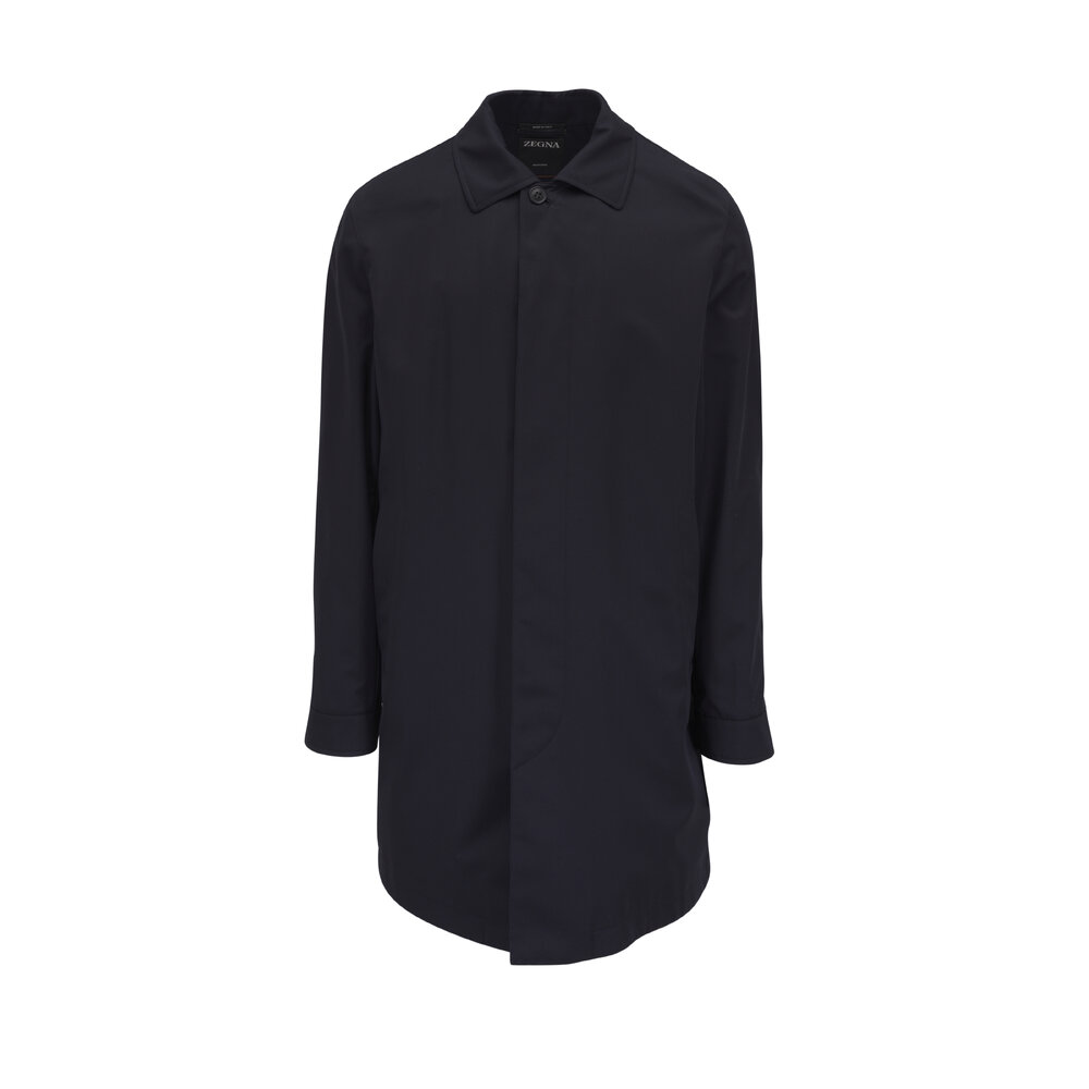 Zegna - Navy Trench Coat | Mitchell Stores