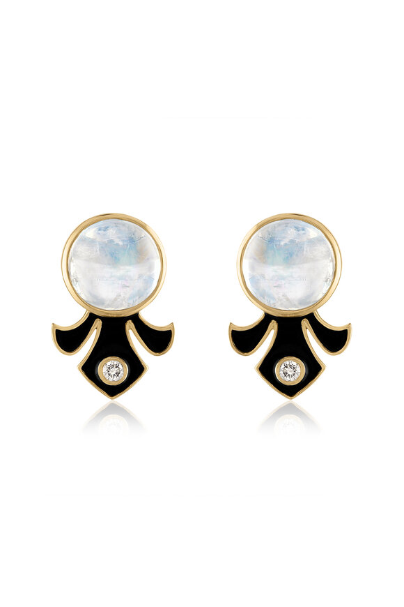 Loriann - Magdalena Diamond, Moonstone & Enamel Earrings