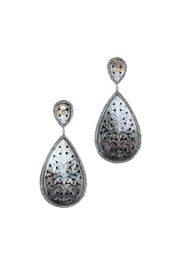 Loren Jewels - 14K Gold & Silver Black Mother Of Pearl Earrings