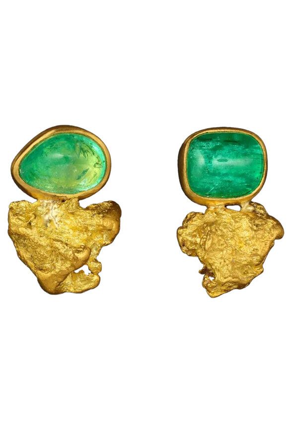 Loren Nicole Gold Nugget & Emerald Earrings