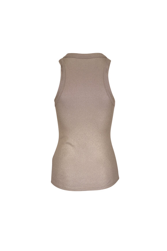 Majestic Soft Touch Coffee Metallic Baby Rib Tank - view 2