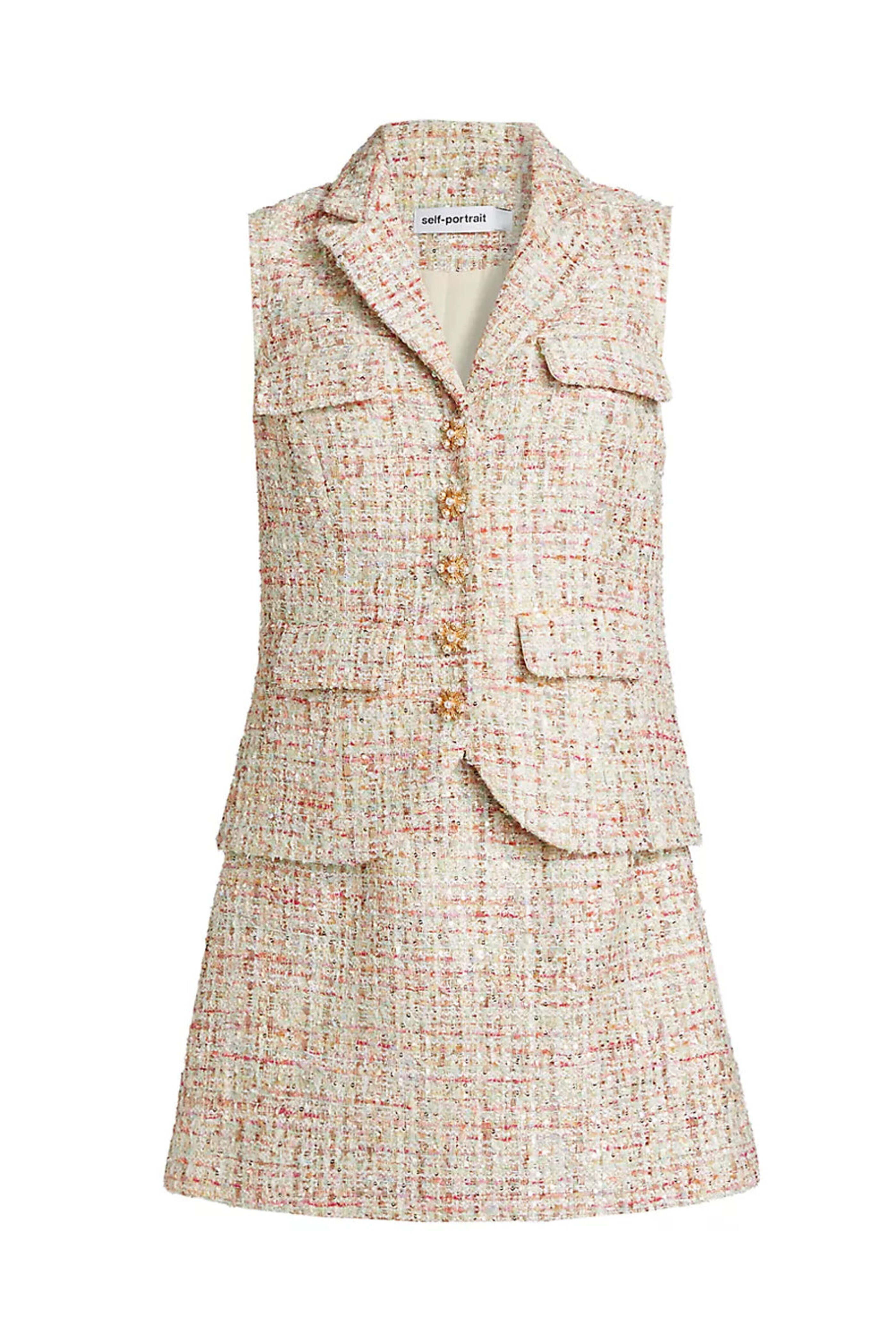 Self - Portrait - Pastel Boucle Tweed Mini Dress