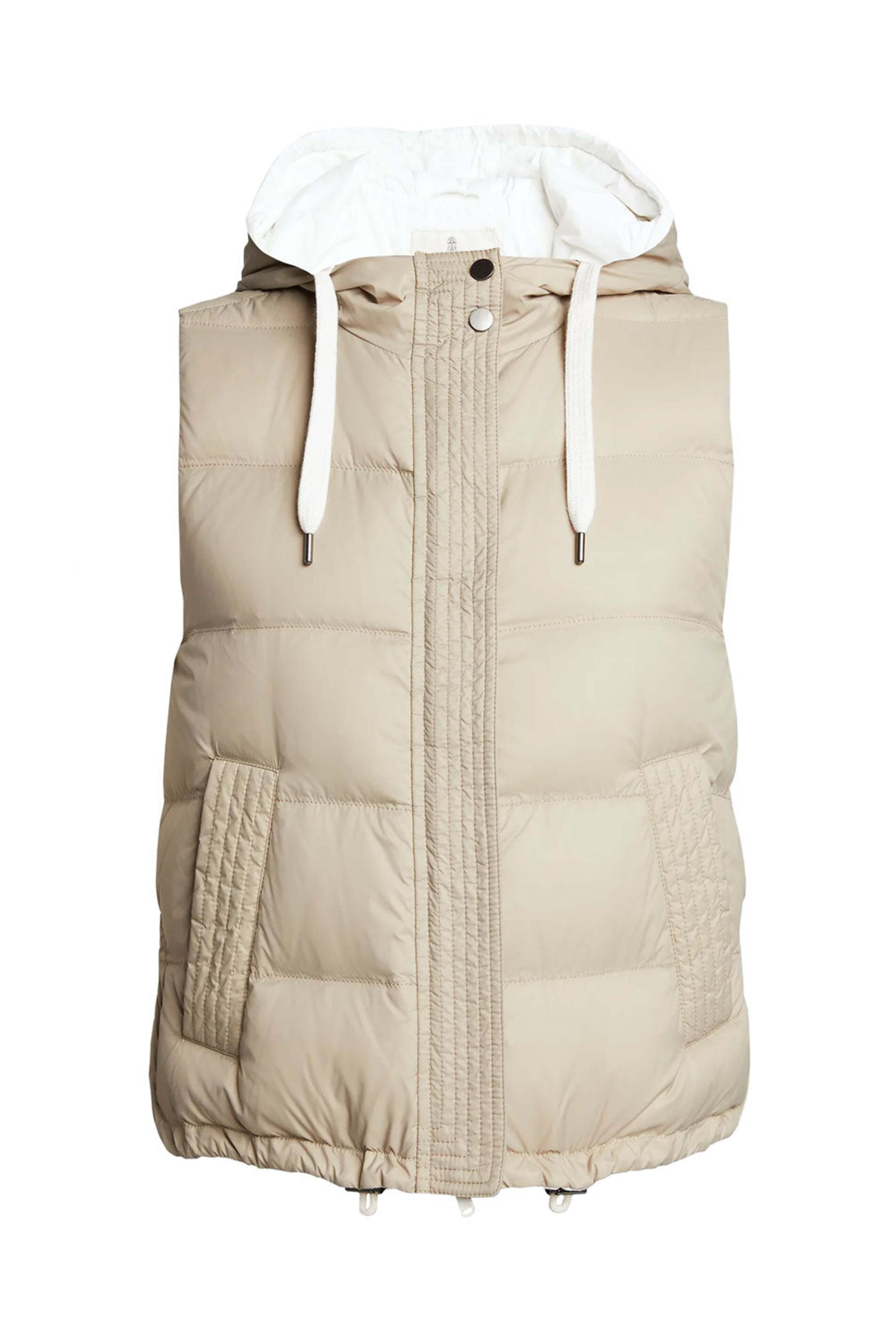 Brunello Cucinelli - Rustic Taupe Taffeta Hooded Vest