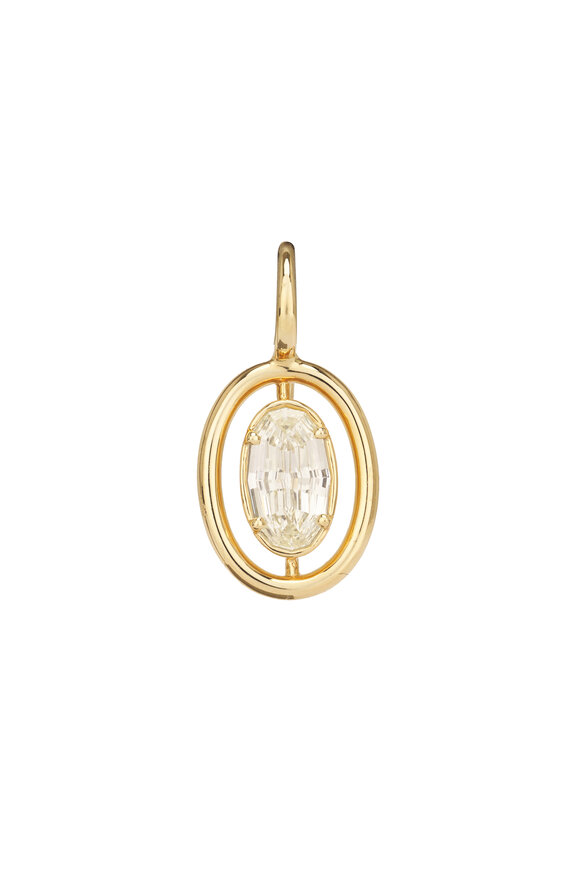 Sutra 18k Yellow Gold Pointer Bezel Earring - view 2