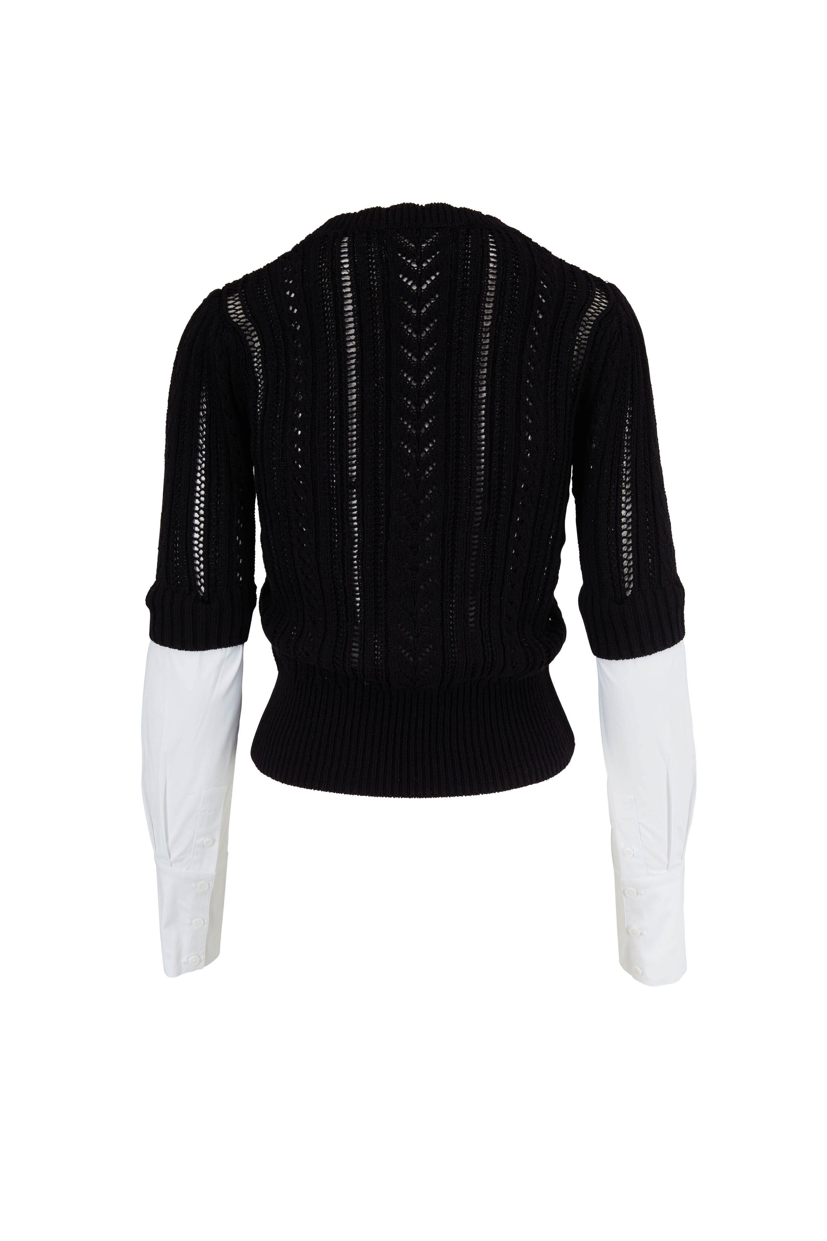 Veronica Beard - Spence Black & White Mixed Media Sweater
