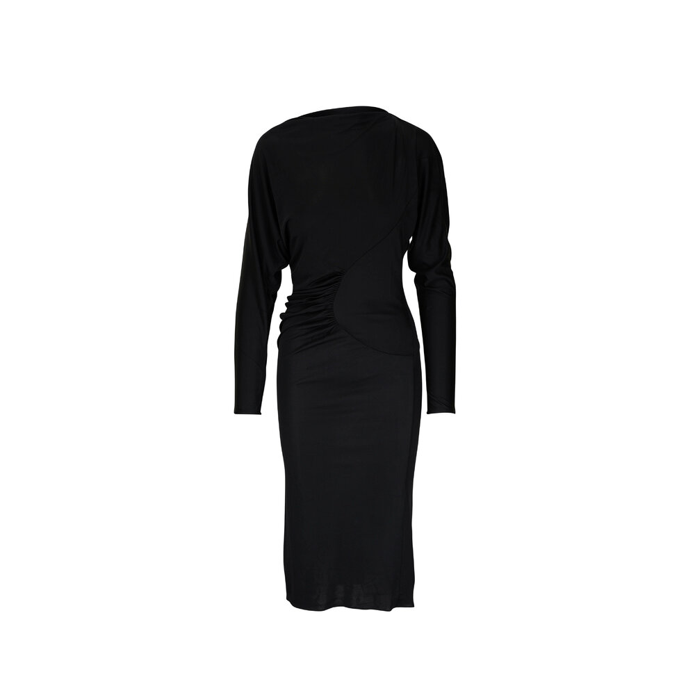 Khaite - Oron Black Draped Jersey Dress | Mitchell Stores