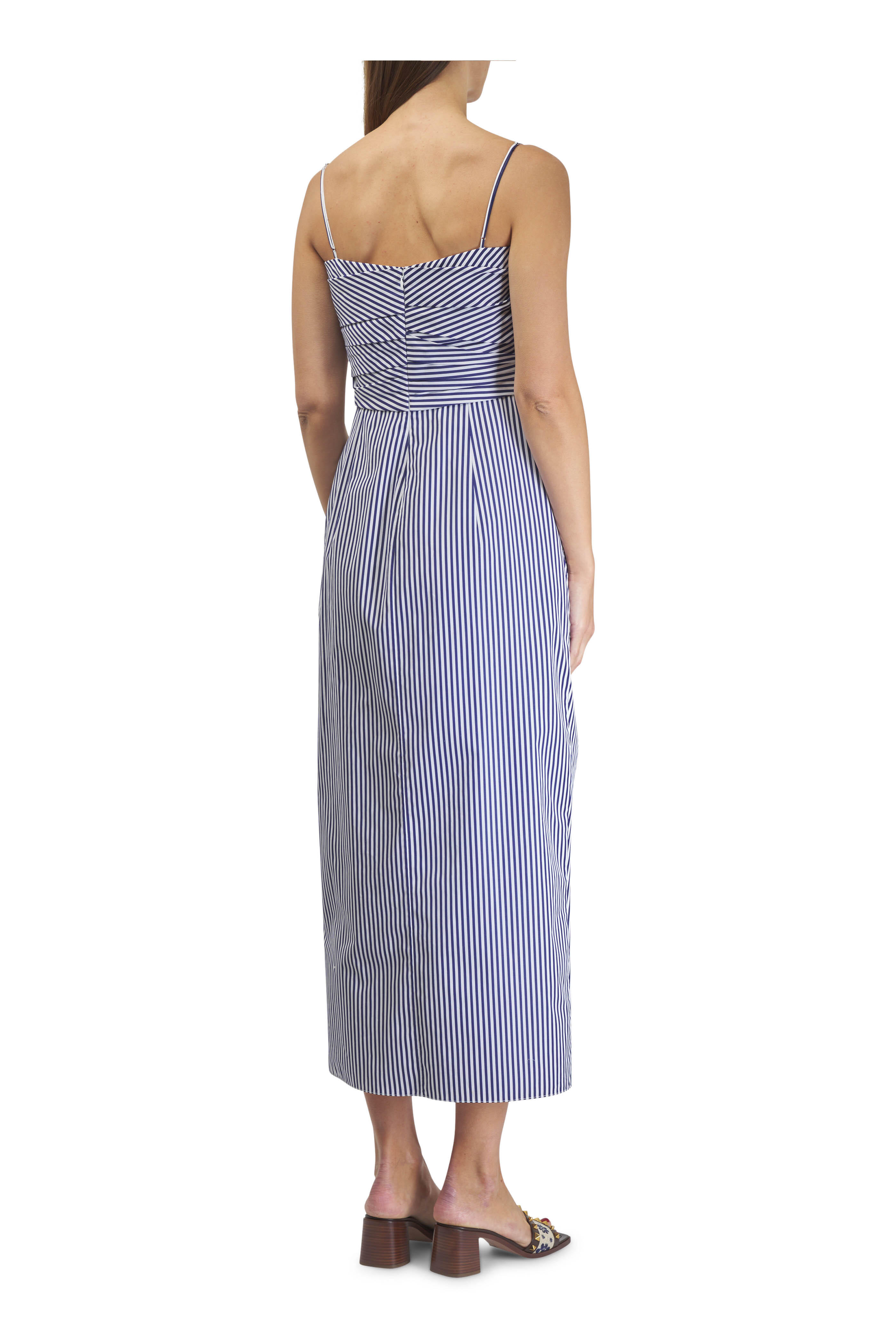 Adam Lippes - Cari Navy & White Striped Cotton Poplin Dress