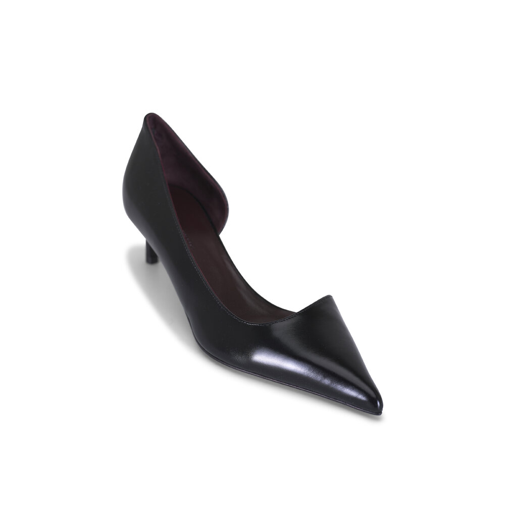 Khaite - Jett D'Orsay Black Leather Pump, 45mm | Mitchell Stores
