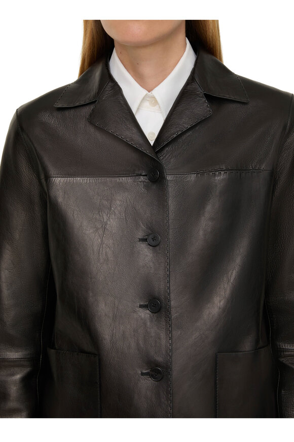 Lafayette 148 New York Black Leather Patch Pocket Jacket - view 4