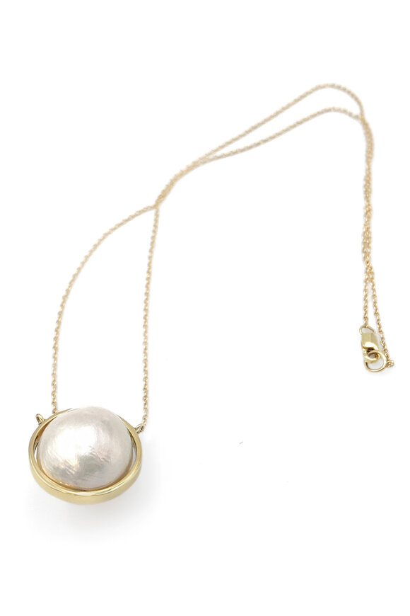 Leslie Paige 14k Yellow Gold Single Bezel Pearl Necklace