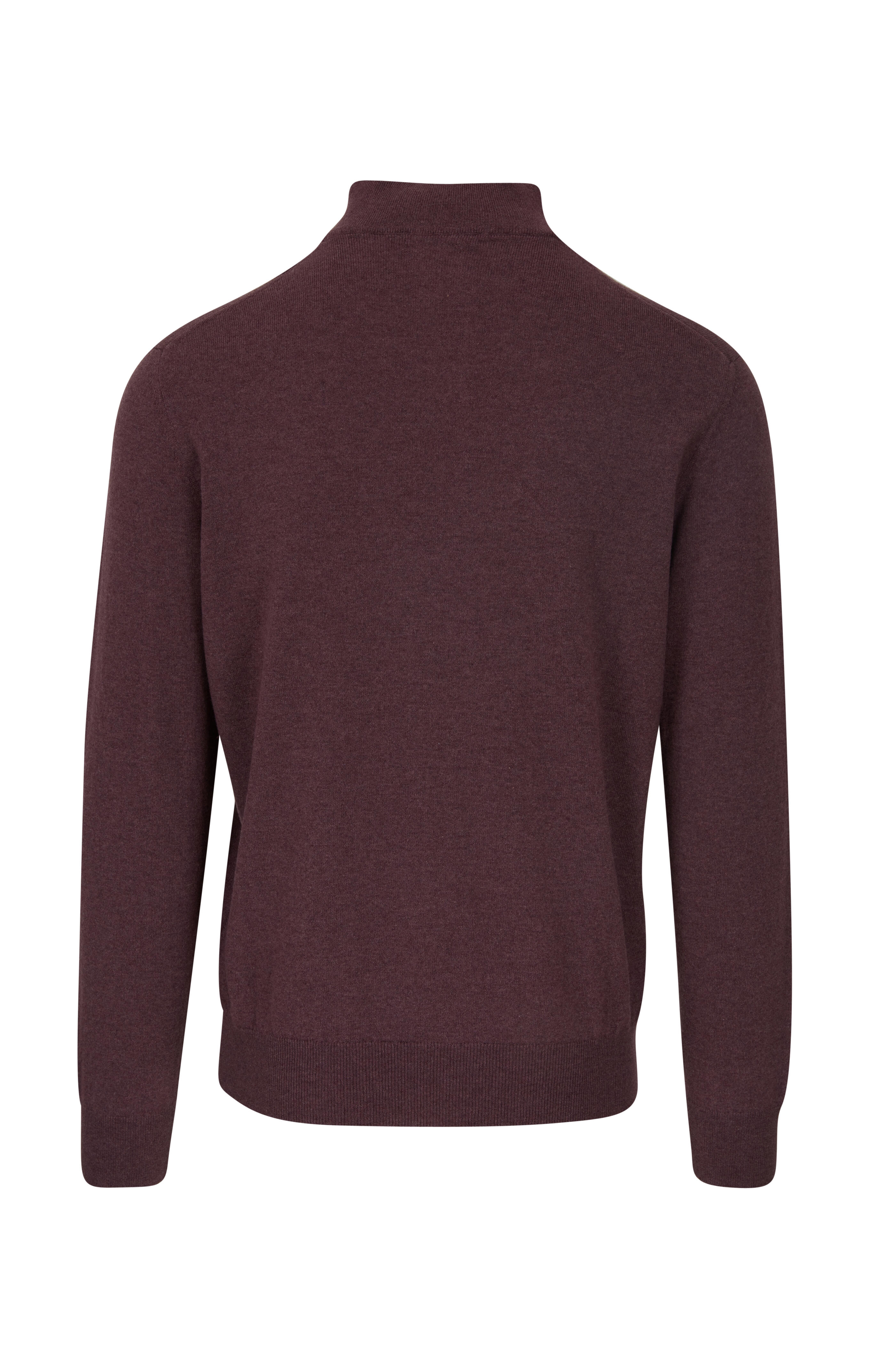 Zegna - Plum Cashmere Quarter Zip Pullover | Mitchell Stores