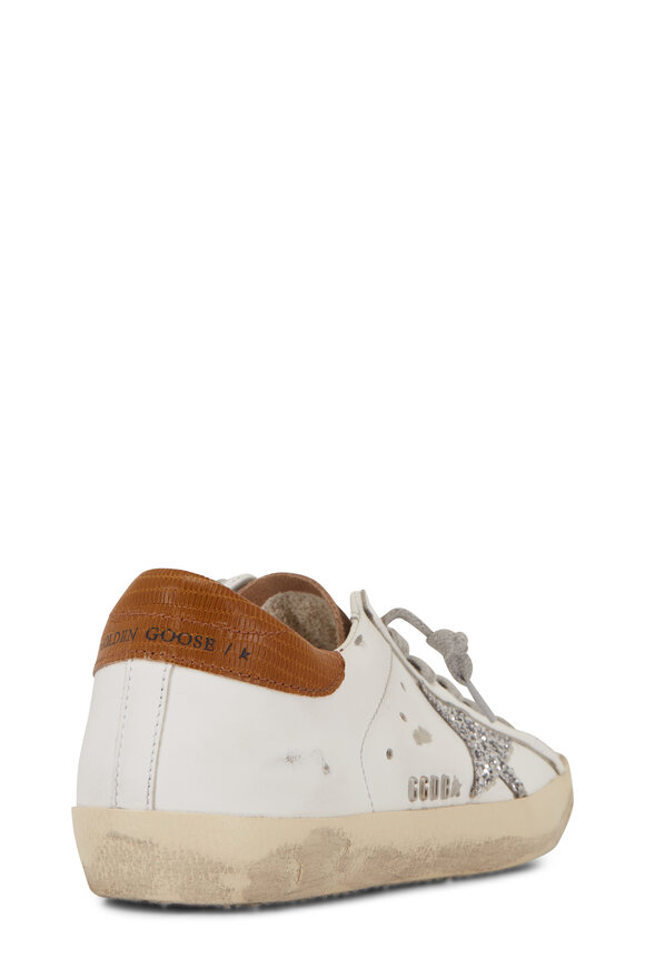 Golden Goose - Super-Star White Leather & Glitter Star Sneaker