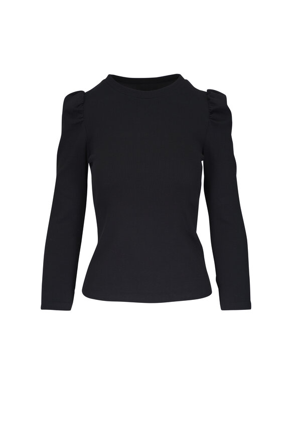 L'AGENCE Turtle Neck Baloon Sleeve sale Velvet Top