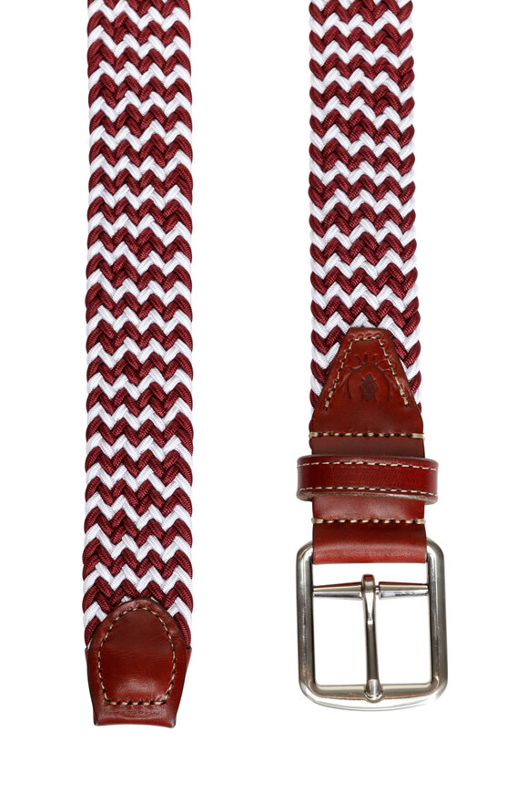 Martin Dingman Collegiate Newport Maroon & White Elastic Belt - view 2
