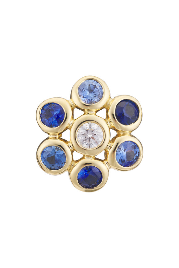 Aaron Henry 18k Yellow Gold Large Dome Sapphire Earring - view 2
