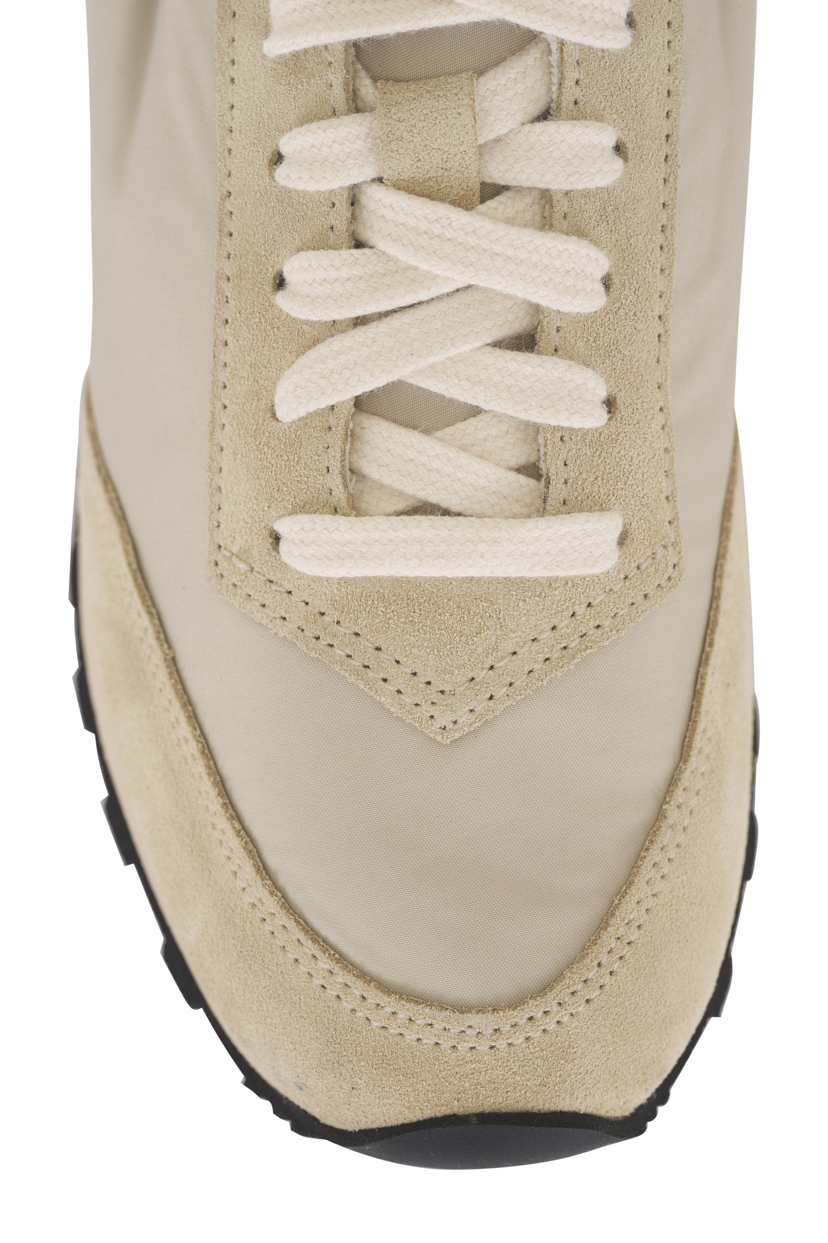 Le Monde Béryl - Slim Runner Ivory Suede & Nylon Sneaker