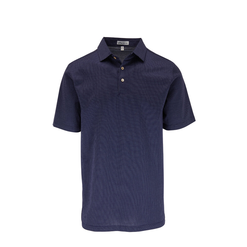 Peter Millar - Navy & White Pindot Jacquard Polo