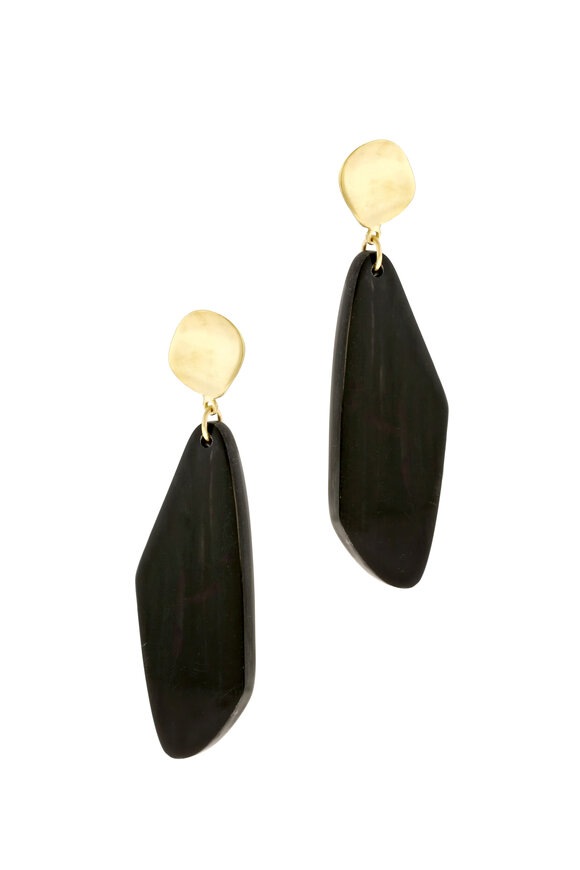 Sandy Leong - 18K Yellow Gold Black Cow Horn Earrings