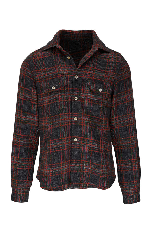 Kiton - Orange Plaid Overshirt 