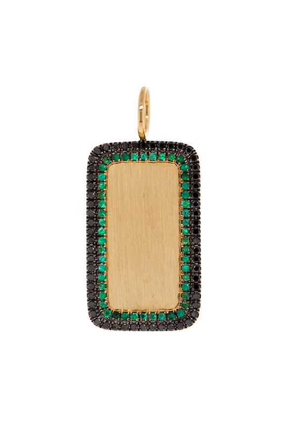 Bridget King 14k Yellow Gold Deco Dog Tag Pendant - view 1