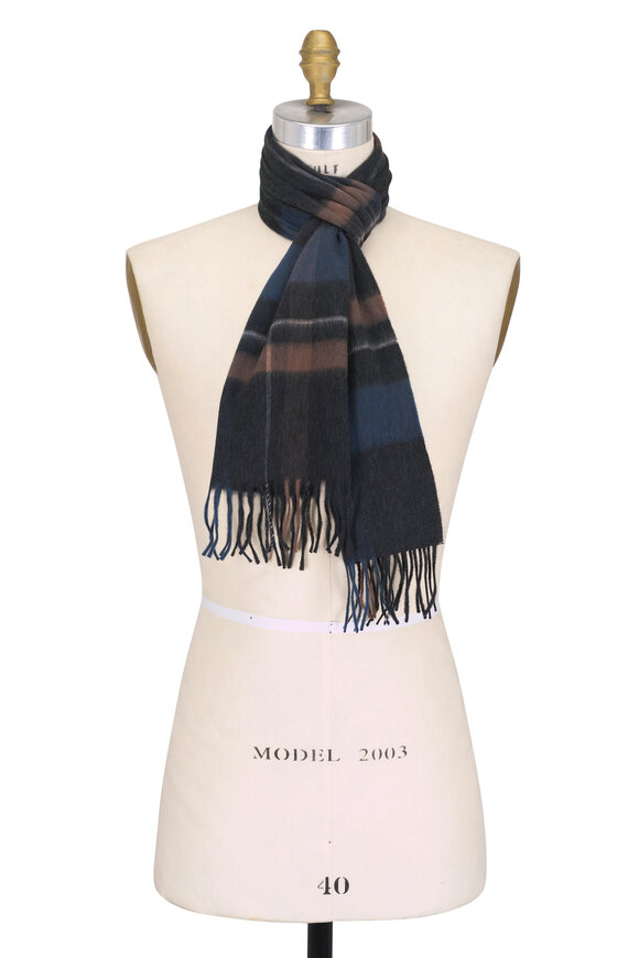 Alex Begg Arran Tilman Charcoal Gray Multi Plaid Scarf