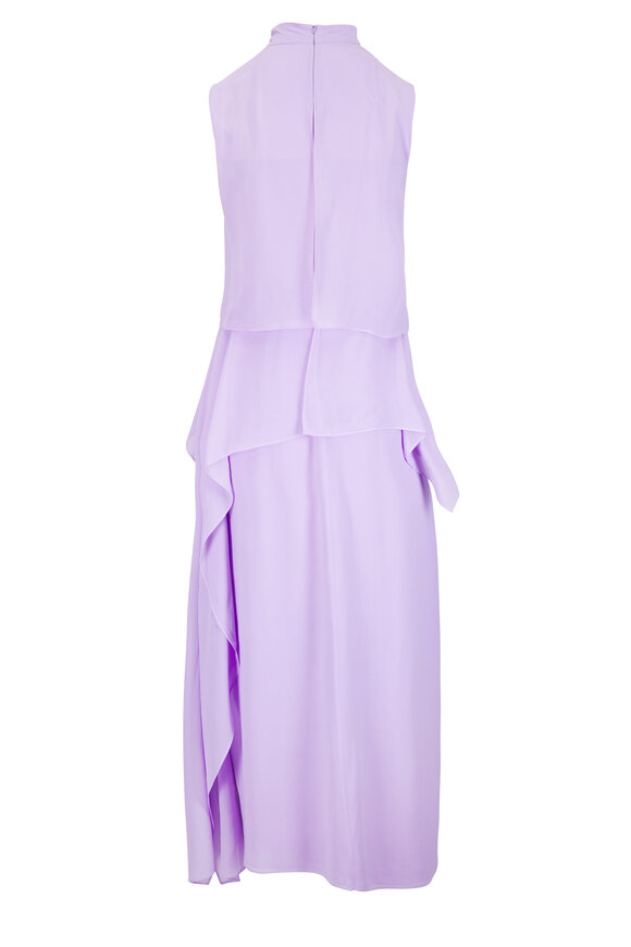 Akris Lavender Silk Georgette Draped Midi Dress - view 3