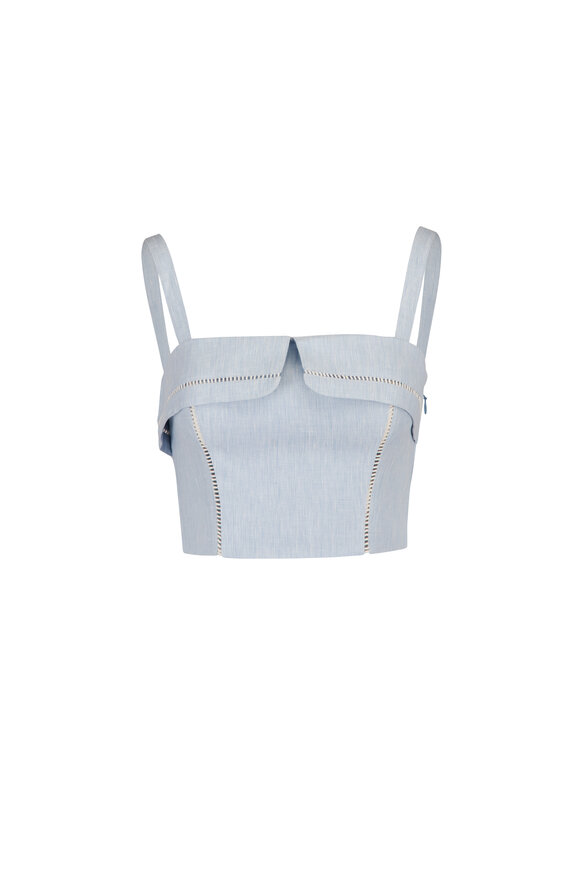 Hevron Alba Sky Blue Linen Top - view 1