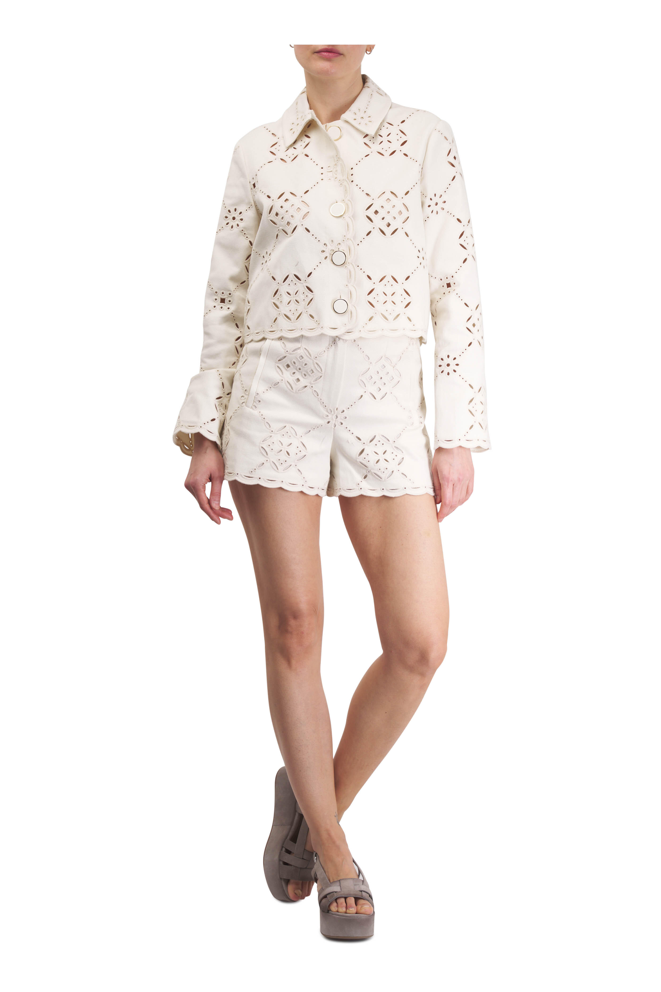 Veronica Beard - Adelaide Ecru Eyelet Jacket
