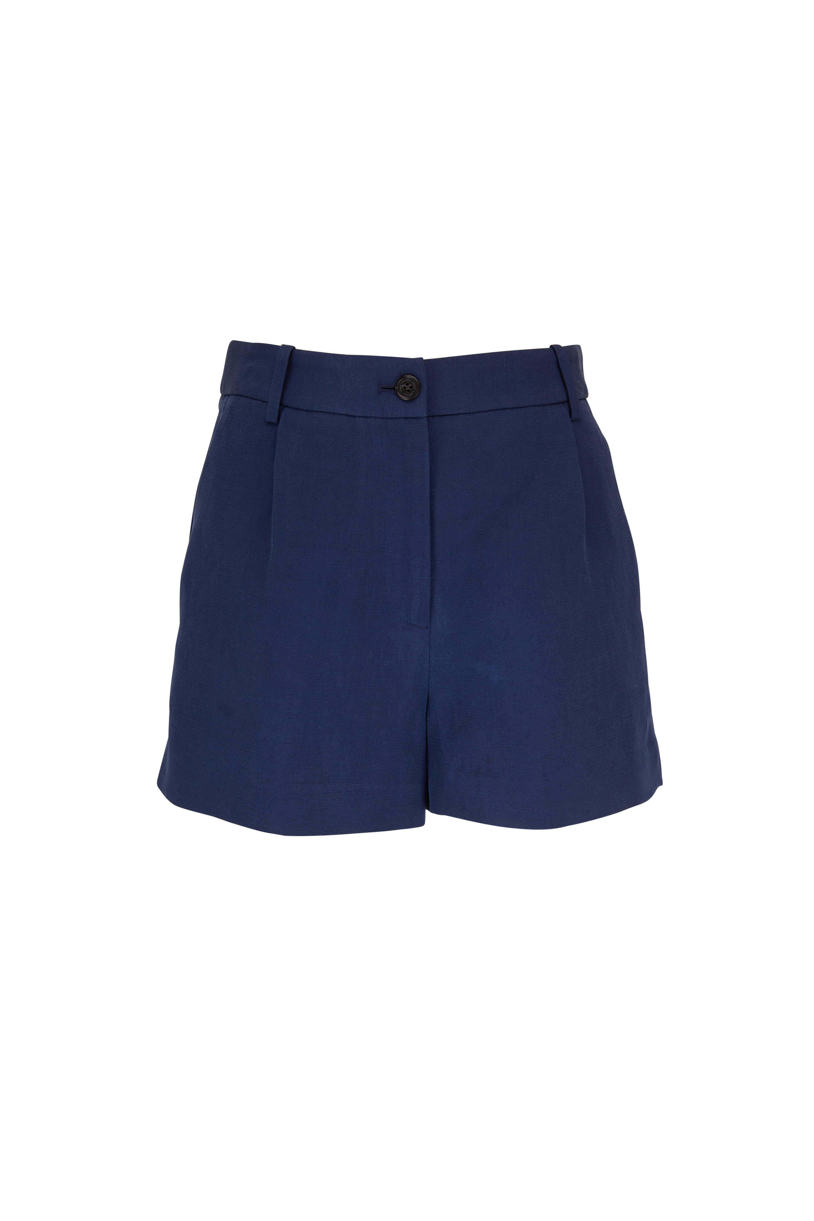 Nili Lotan Beatrice Cobalt Linen Silk Pleated Shorts Mitchell Stores