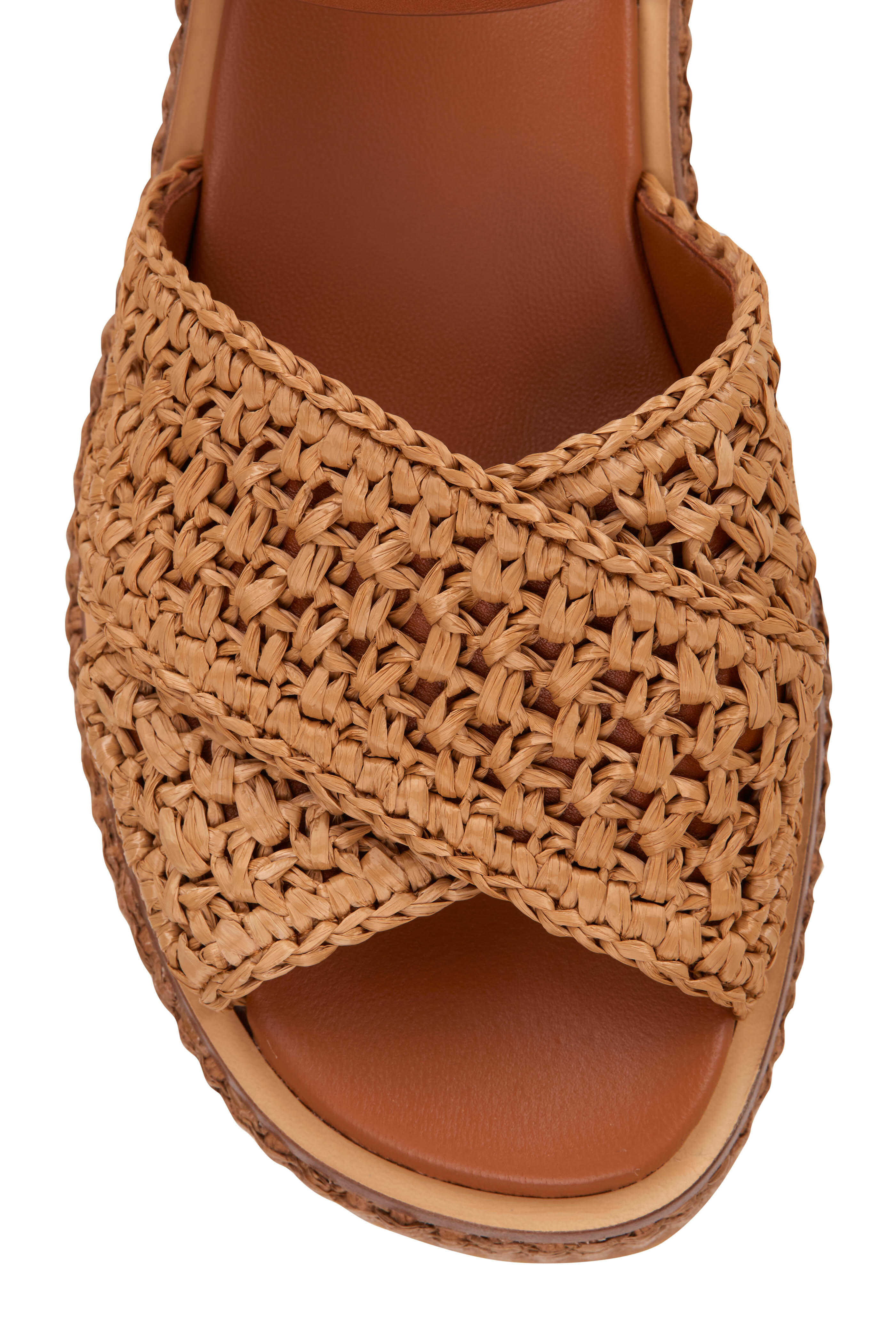 Tod's - Kenia Tan Raffia Platform Sandal, 60mm | Mitchell Stores