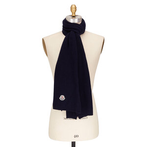 Moncler - Navy Blue Knitted Scarf | Mitchell Stores