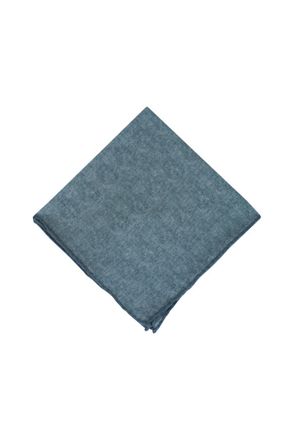 Paolo Albizzati Green Wool & Silk Pocket Square