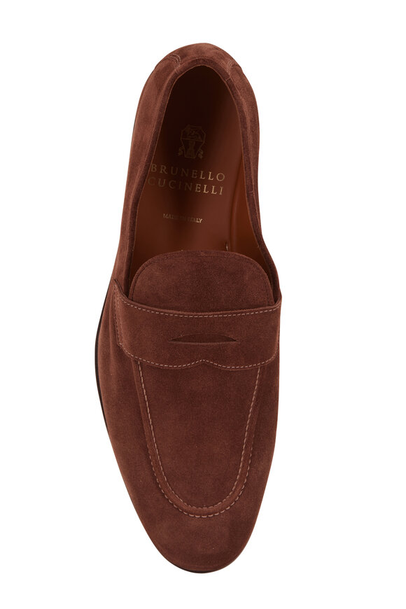 Brunello Cucinelli - Brown Suede Soft Penny Loafer 