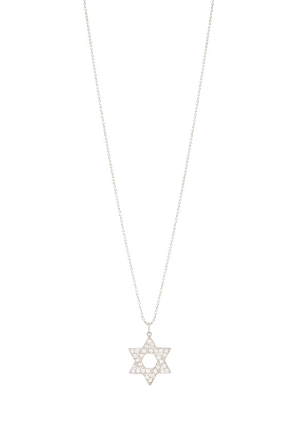 Renee Lewis 18k White Gold Diamond Pave Star of David Necklace