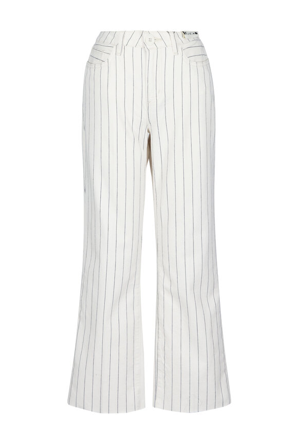 L'Agence Wanda Ecru & Navy Stripe High Rise Cropped Jean