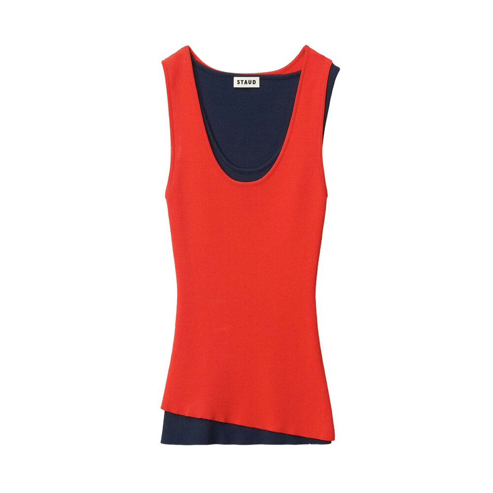 【STAUD】 Staud - Cayenne and Navy Colorblock Hermosa Tank