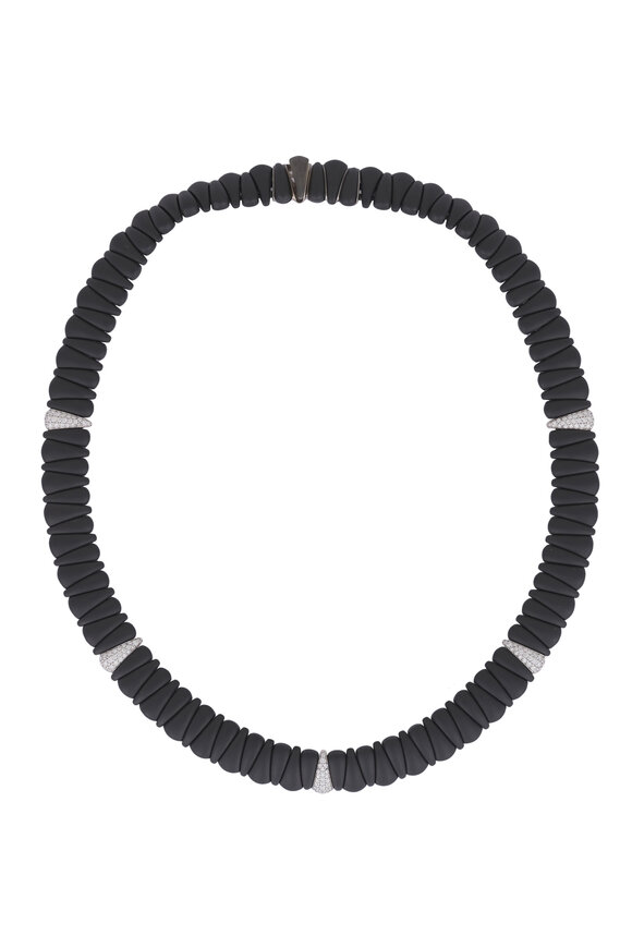 Demeglio 18k White Gold Diamond Black Ceramic Necklace